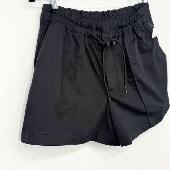 GAP Black Elastic Ruffle Waist Wide Leg High Waisted Cotton Shorts NEW - Picture 2 of 16
